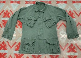 Vintage 60’s Us Army Military Vietnam Slant Pocket Non Rip Stop Field Jacket