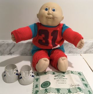 1986 Vintage Signed Cabbage Patch Boy Doll With Birth Certificate - Eric Fabian