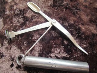Antique Solid Silver Cased Pipe Tool Scarce Item