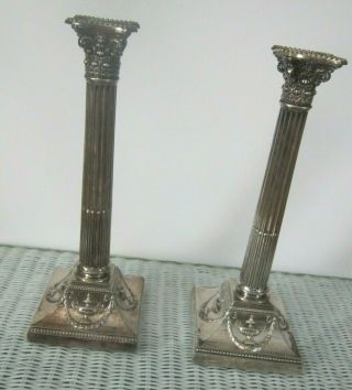 Fabulous Pair Antique 19th Century English Silver Plate Candlesticks 3245 Grams