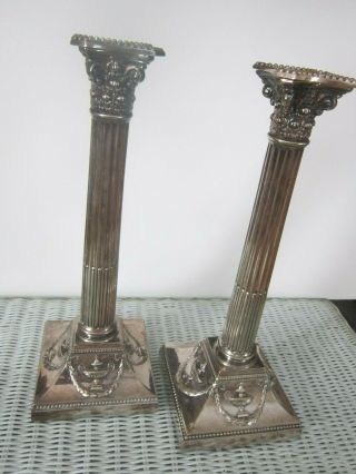 Fabulous Pair Antique 19th Century English Silver Plate Candlesticks 3245 Grams 3