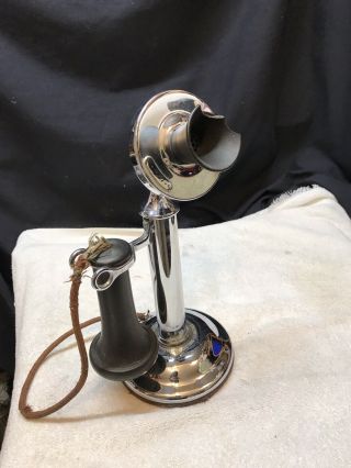 Antique Western Electric Model 20 - A Nickel Plated Non Dial Candlestick Telephone