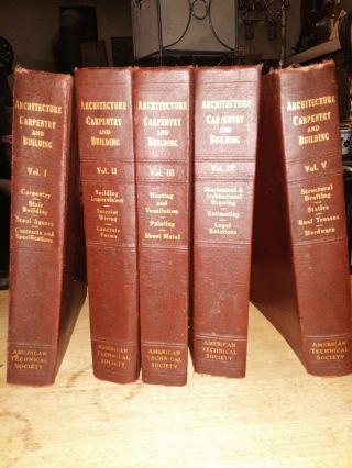 Antique Book Set Architecture Carpentry And Building By American Tech Society