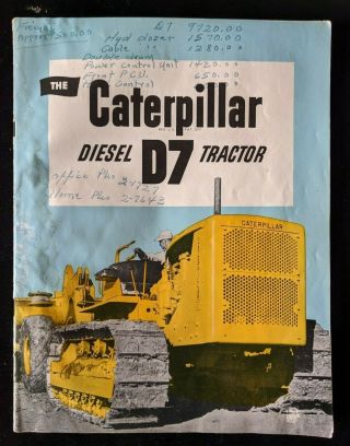 Vintage 1950s Caterpillar D7 Diesel Tractor Dealer Advertising Brochure - Cat