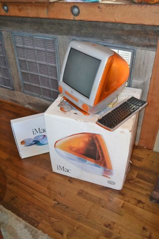 Vintage Apple Orange Powerpc G3 Dv Imac W/orig Box,  Keyboard,  Mouse M5521