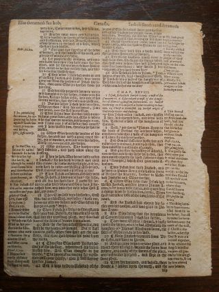 1598 Geneva Breeches Bible Leaf/page Gothic Print Genesis Jacob (iaakob) Antique