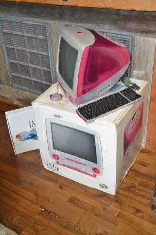 Vintage Apple Ruby Red Powerpc G3 Imac W/orig Box Keyboard Mouse Software