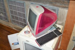 Vintage Apple Ruby Red PowerPC G3 iMac w/Orig Box Keyboard Mouse Software 2