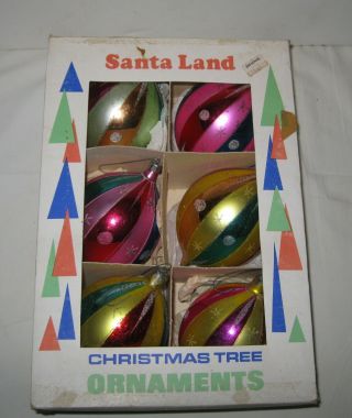 Vintage Santa Land Christmas Ornaments 6 Teardrop Large Over 5 " Poland