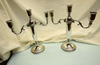 Pair 10 " 3 Arm Sterling Silver Candelabras - Elegant/classic Manchester Silver