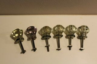 Vintage Glass Cabinet Drawer Knobs Screws/nuts 5 Clear 1 Amber