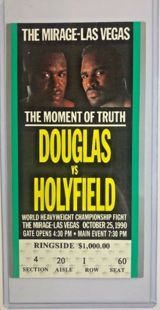 Evander Holyfield Vs James Buster Douglas Ticket Boxing Stub W Plastic Holder