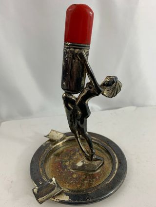 Vintage Art Deco Figural Girlie Nude Meb Table Lighter With Ashtray Patent 1912