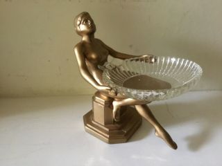Art Deco Nuart Nude Lady Figure Pin Dish Holder