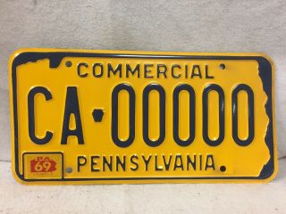 Vintage 1969 Pennsylvania Commercial Sample License Plate