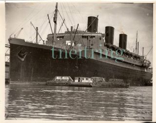 French Line Ile De France At Staten Island First War Paint 1940 Vintage Photo