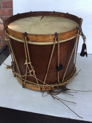 Antique Marching Snare Drum Crack In Wood Shell 16” Head X 12” Shell Length