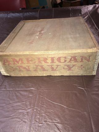 Old Stock Antique American Navy Plug Chewing Tobacco Dovetail Box Complete