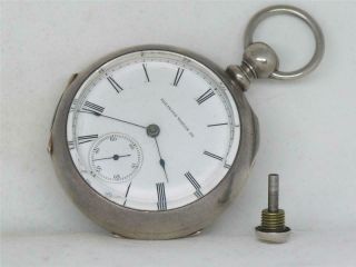 Very Rare " Hidden Key " Illinois Miller 15 Jewel Coin Silver Keywind Pocket Watch