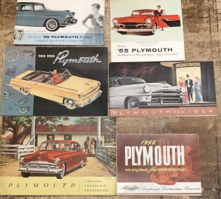 6 Vintage 1951 - 1955 Plymouth Car Advertising Brochures & Booklets