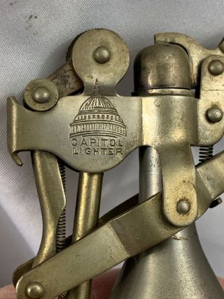 Vintage CAPITOL Steele & Johnson Table Lighter - Unusual Mechanism Patent 1912 3