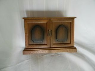 Vintage Wood Jewelry Box Small - 2 Doors - 3 Drawers 1970s Jewelry Chest - Vgc