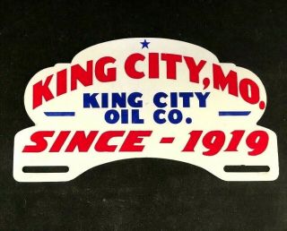 Vintage King City Oil Co.  License Plate Topper Rare Old Advertising Sign 1950s