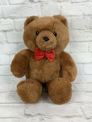 Vtg 1986 Dakin Honey Jo Brown Teddy Bear 20 " Plush Red Bow Tie Fun Farm Toy