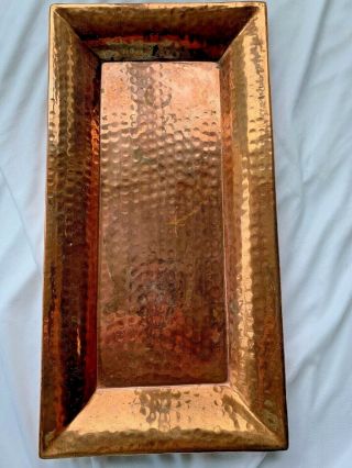 Vintage Solid Copper Hammered Rectangle Tray 18 1/2“ X 9 1/2“ Crate And Barrel