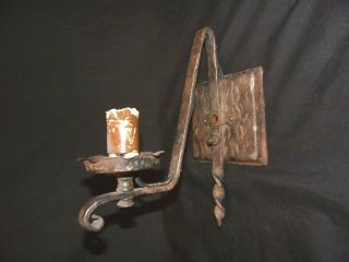 Pair 2 Vintage Iron Wall Sconces Spanish Revival 1930 