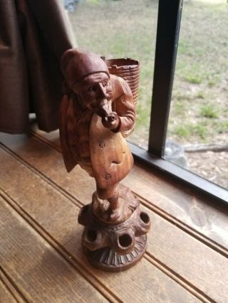 Rare /antique Vintage Hand Carved Wood Man/statue Pipe Holder Stand/ashtray