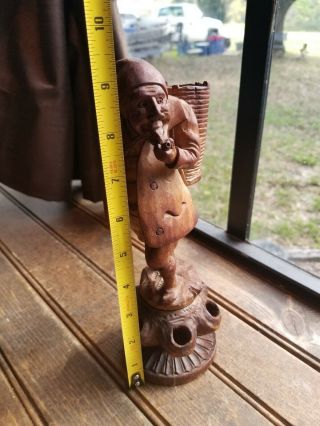 RARE /Antique Vintage Hand Carved Wood Man/Statue Pipe Holder Stand/Ashtray 2