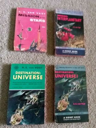 Set Of 4 A.  E.  Van Vogt - Vintage Science Fiction Paperbacks 1950 