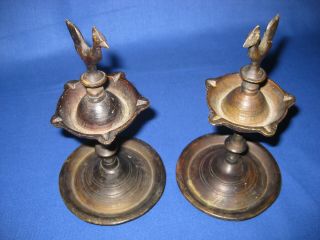Antique Asian Persian Bronze Oil Lamps