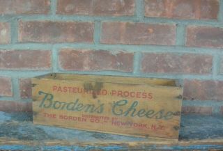 Vintage Bordens Wood Cheese Box; White American; Nuts And Bolts Storage