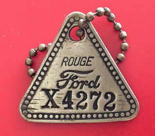 Vintage Tool Check Brass Tag: Ford Rouge Dearborn Automobile Factory; W/keychain