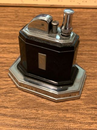 1930s Ronson Art Deco Touch - Tip Table Lighter Black Enamel & Chrome 100