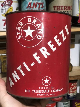 Vintage 1 Gallon Star Anti - Freeze Oil Can.  Rare Can.  Farm.  Service.  Gas,  Oil