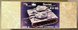 Mb Models 1/35 Soviet Kv - 85 Vintage Resin & White Metal Conversion Kit