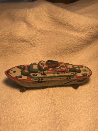 Vintage Tin Litho Toy Boat U.  S.  N.  Battle Ship Made By Wyandotte Toys