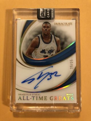 2018 - 19 Immaculate All Time Greats Shaquille O’neal On Card Acetate Auto /25