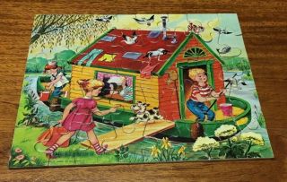 4 Vintage Simplex Wood Puzzles Made In Holland Fairy Tales Art By Michaelis 3