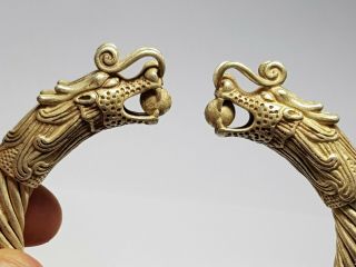 Fantastic Extremely Rare Ancient Silver Bracele/dragons.  121 Gr.  79 Mm