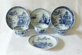 Good Group Of Antique 18th C Chinese Blue & White Porcelain Tea Wares C1740 - 70