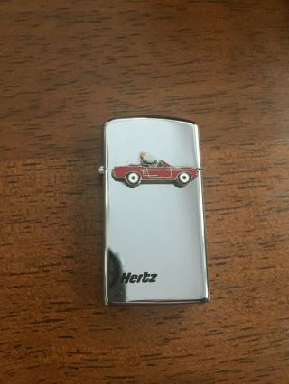 Vintage Zippo Slim Lighter Hertz Rental Car Automobile