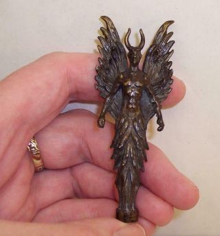 Vintage Bronze Brass Horned Devil Fallen Angel Pipe Tamper Miniature Satan