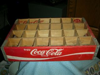 Vintage Coca Cola Red Wood Crate With Wooden Dividers - 24 1970 Dallas Tx