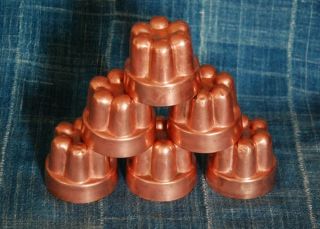 Set Of 6 Antique French Vintage Copper Molds Tin Lined