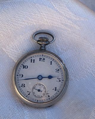 Antique Sterling Silver Grana Watch Co.  Swiss Pocket Watch