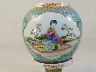 Early 20th Century Famille Rose Hand Painted Lantern Lamp Thin Shade Chinese Nr